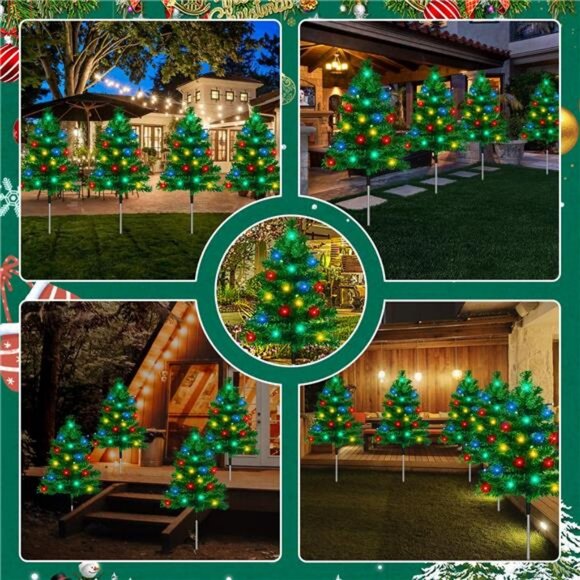 8-Pack Christmas Decor Solar Tree with 160 C6 Multi-Color 8 Lighting Modes - Picture 5 of 8